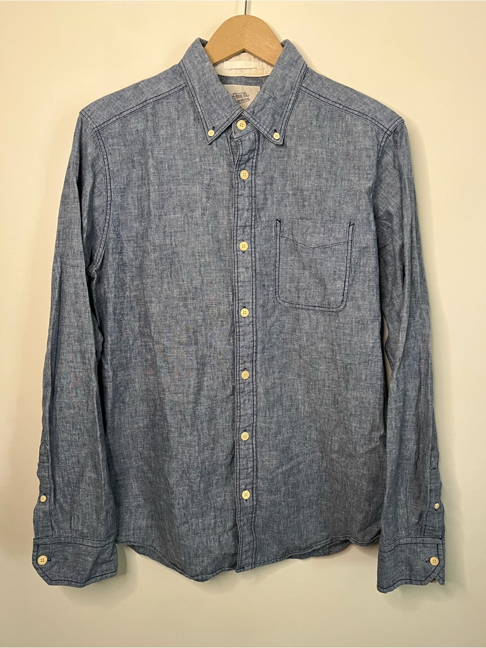 Deus Ex Machina Albie Chambray Long Sleeve Button Shirt Size L